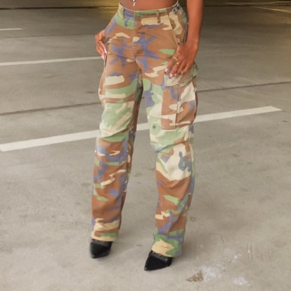 Camouflage Straight Leg Women's Pants